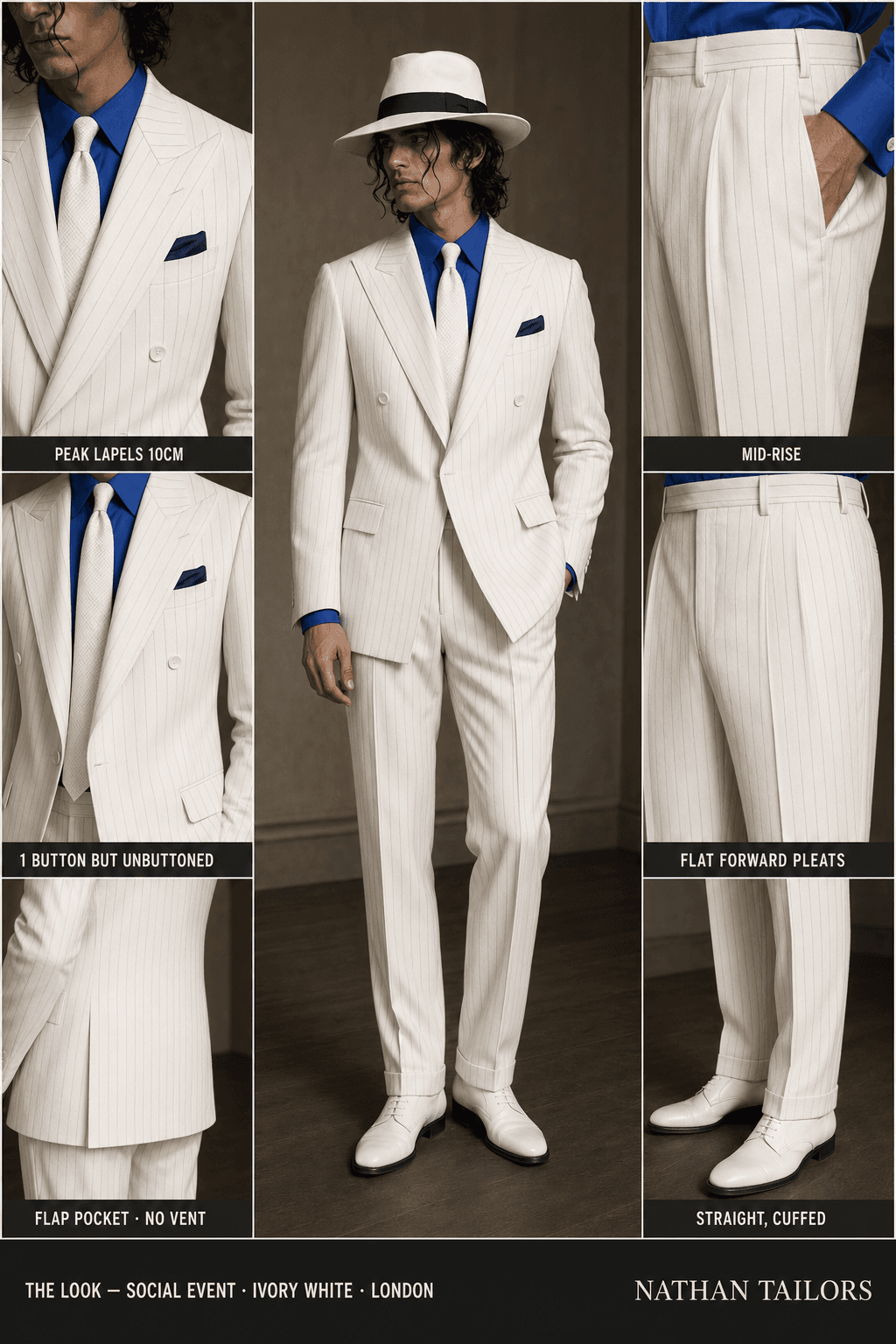 ivory white single-breasted bespoke suit — custom tailored by Nathan Tailors, the Hoi An custom tailor