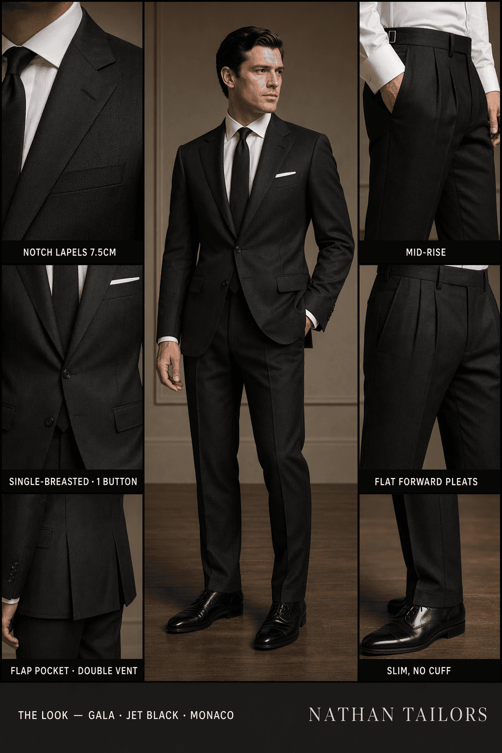 Your jet black single-breasted suit