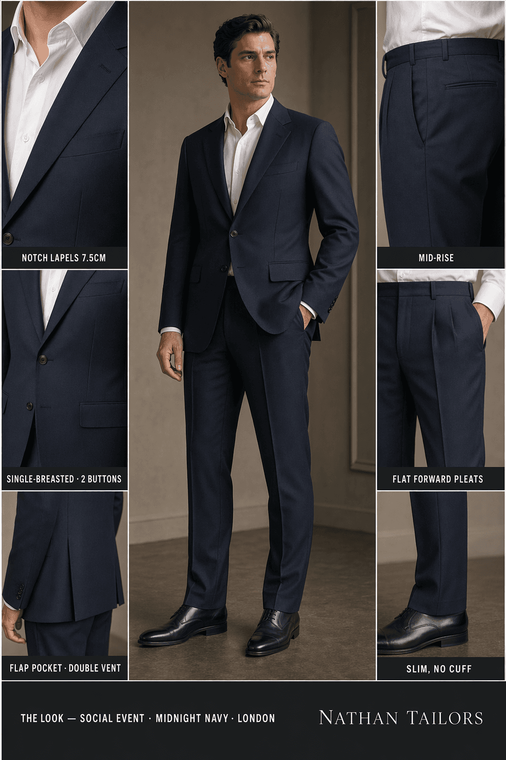 Your midnight navy single-breasted suit