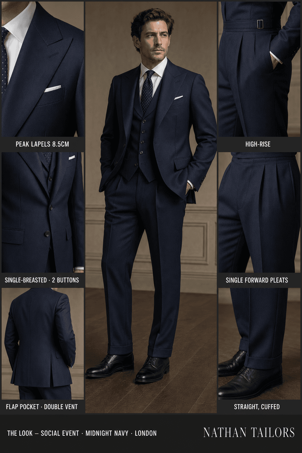 Your midnight navy single-breasted suit