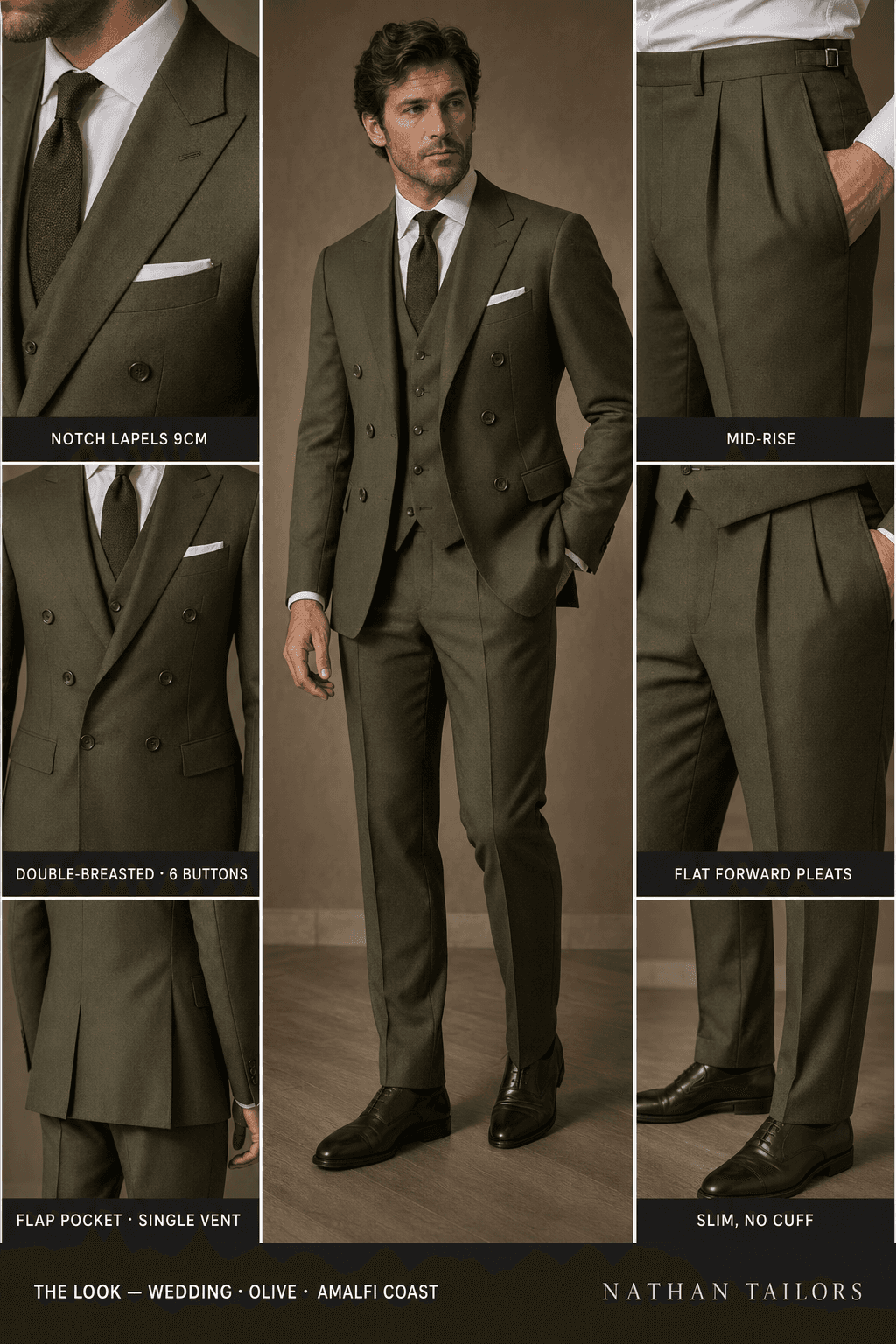 Your olive double-breasted suit