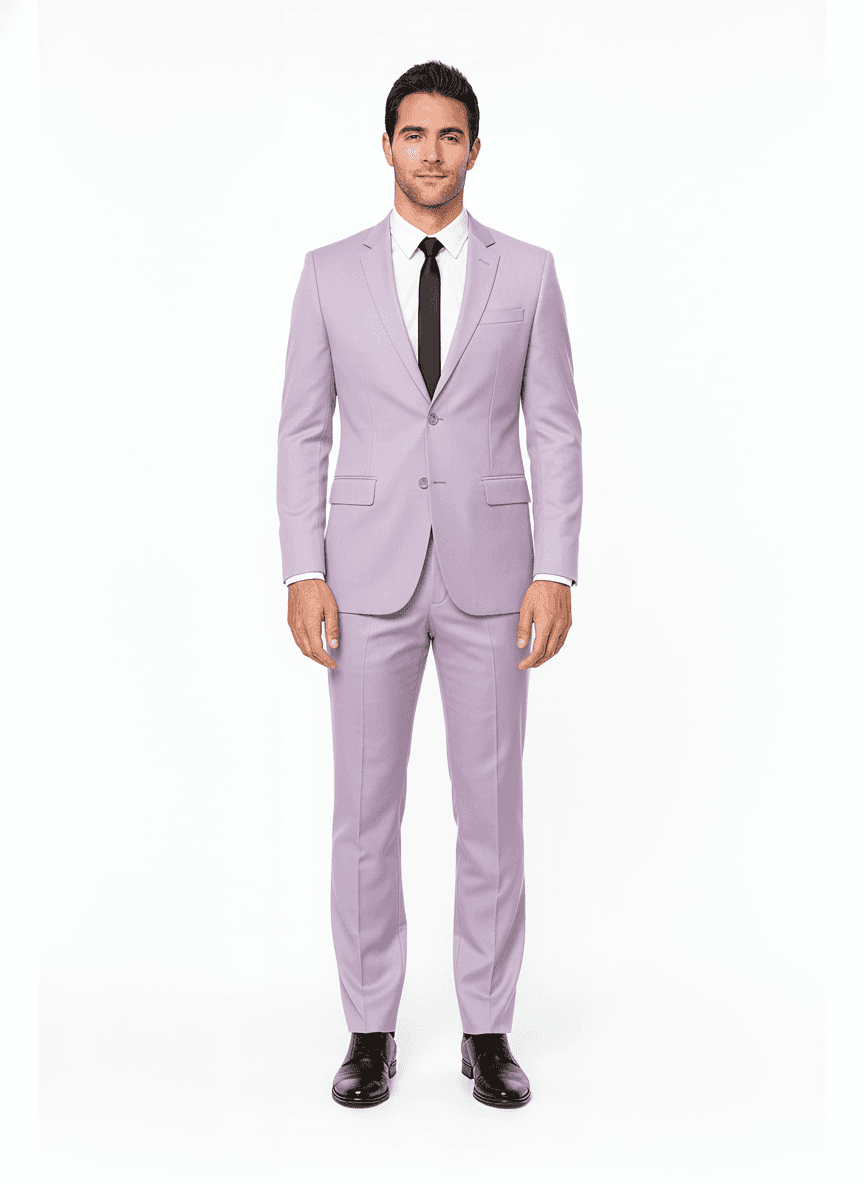 Organic Cotton Lavender Blush Solid Dress Shirts Fabric on full suit β AI-rendered by Nathan Tailors, a Hoi An tailor