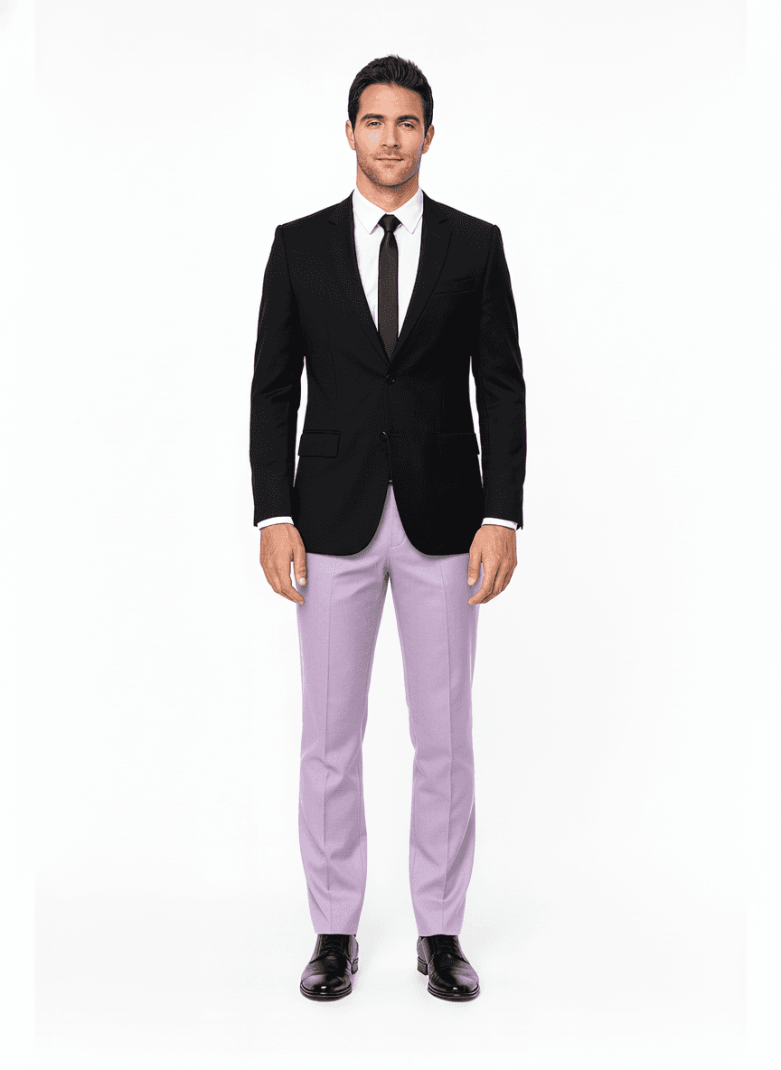 Cotton Lavender Light Pink Solid Dress Shirt Fabric on full suit β AI-rendered by Nathan Tailors, a Hoi An tailor