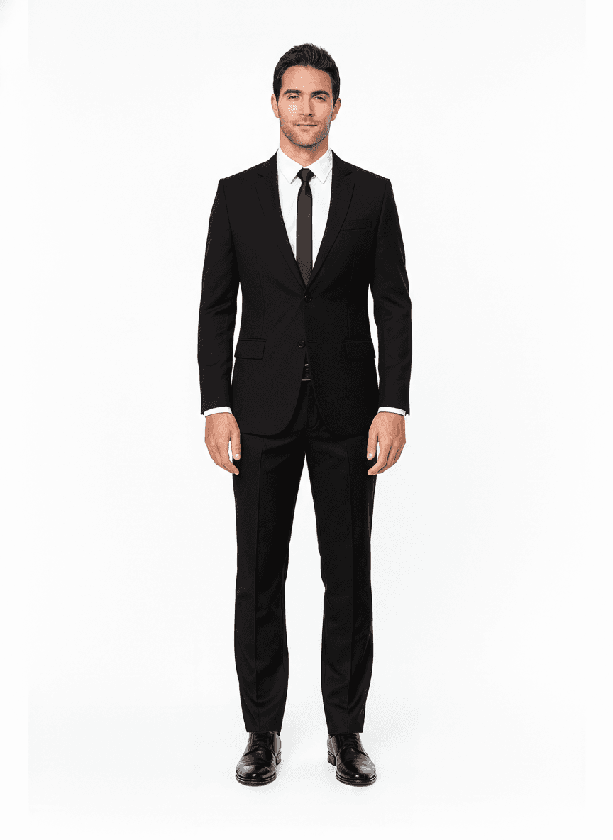 Cotton Dark Navy Blue Solid Business Suiting Fabric on jacket — AI-rendered by Nathan Tailors, a Hoi An tailor