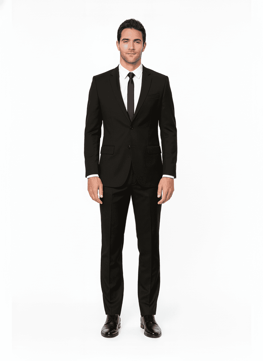 Cotton Dark Charcoal Slate Gray Solid Business Suits Fabric on full suit β AI-rendered by Nathan Tailors, a Hoi An tailor