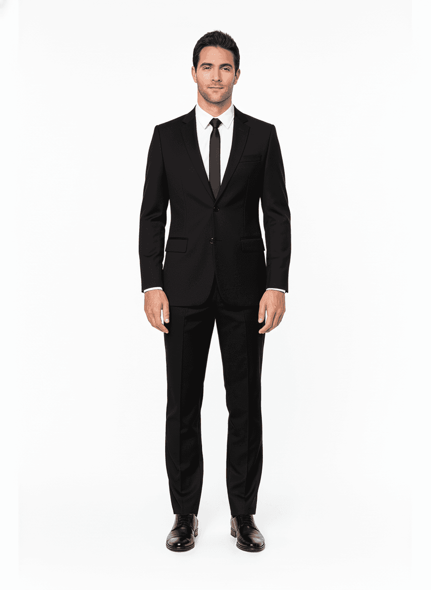 Cotton Deep Navy Solid Business Suiting Fabric on jacket β AI-rendered by Nathan Tailors, a Hoi An tailor