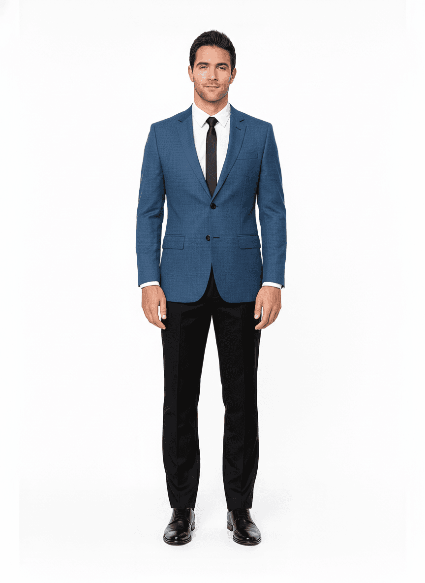 Cotton Blend Denim & Slate Blue Solid Casual Shirts Fabric on jacket — AI-rendered by Nathan Tailors, a Hoi An tailor