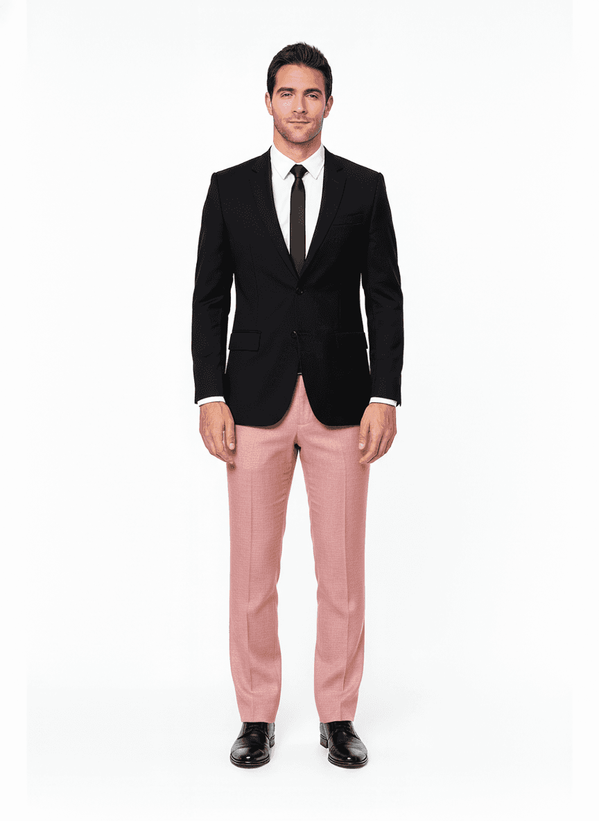 Linen Blush Pink Solid Casual Shirt Fabric on full suit — AI-rendered by Nathan Tailors, a Hoi An tailor
