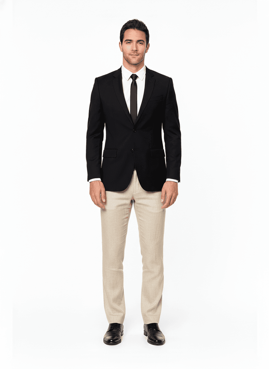 Linen Beige Solid Casual Shirts Fabric on pants — AI-rendered by Nathan Tailors, a Hoi An tailor