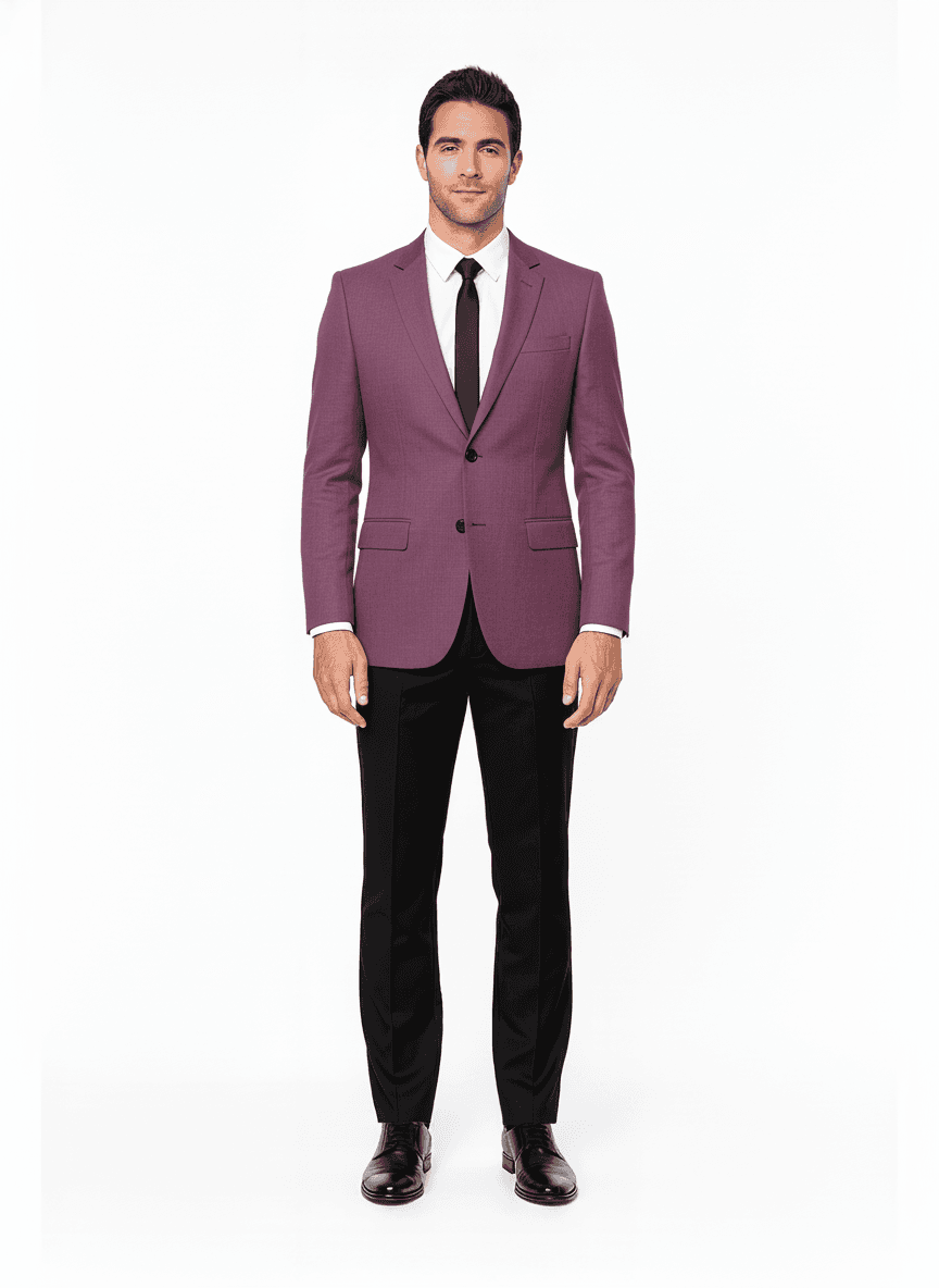 Linen Plum Solid Business Suits Fabric on jacket β AI-rendered by Nathan Tailors, a Hoi An tailor