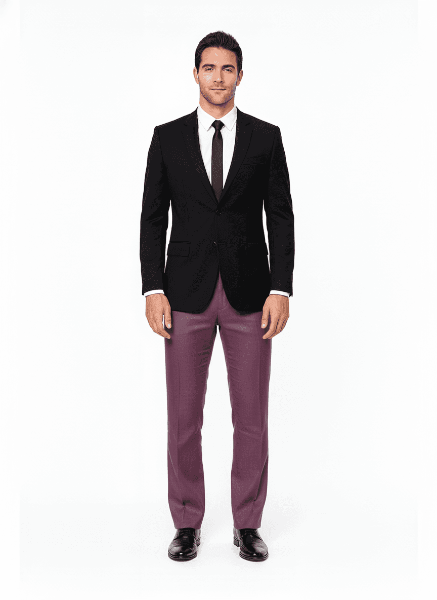 Linen Plum Solid Business Suits Fabric on pants β AI-rendered by Nathan Tailors, a Hoi An tailor