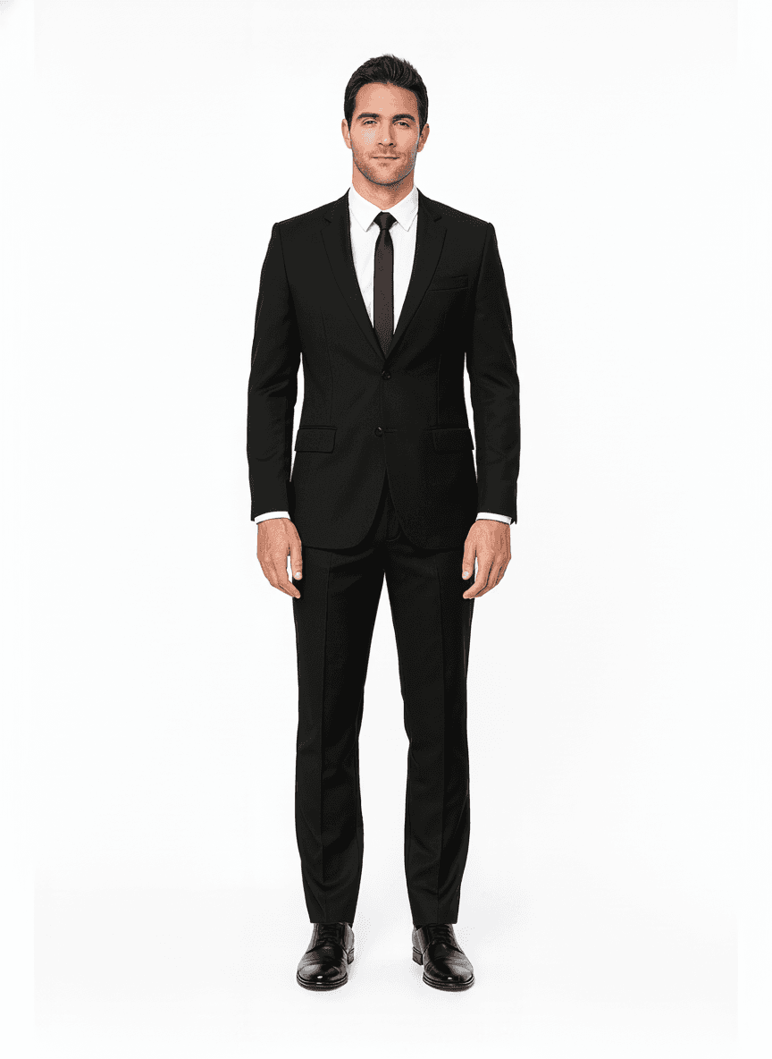 Linen Deep Indigo Solid Business Suits Fabric on full suit β AI-rendered by Nathan Tailors, a Hoi An tailor