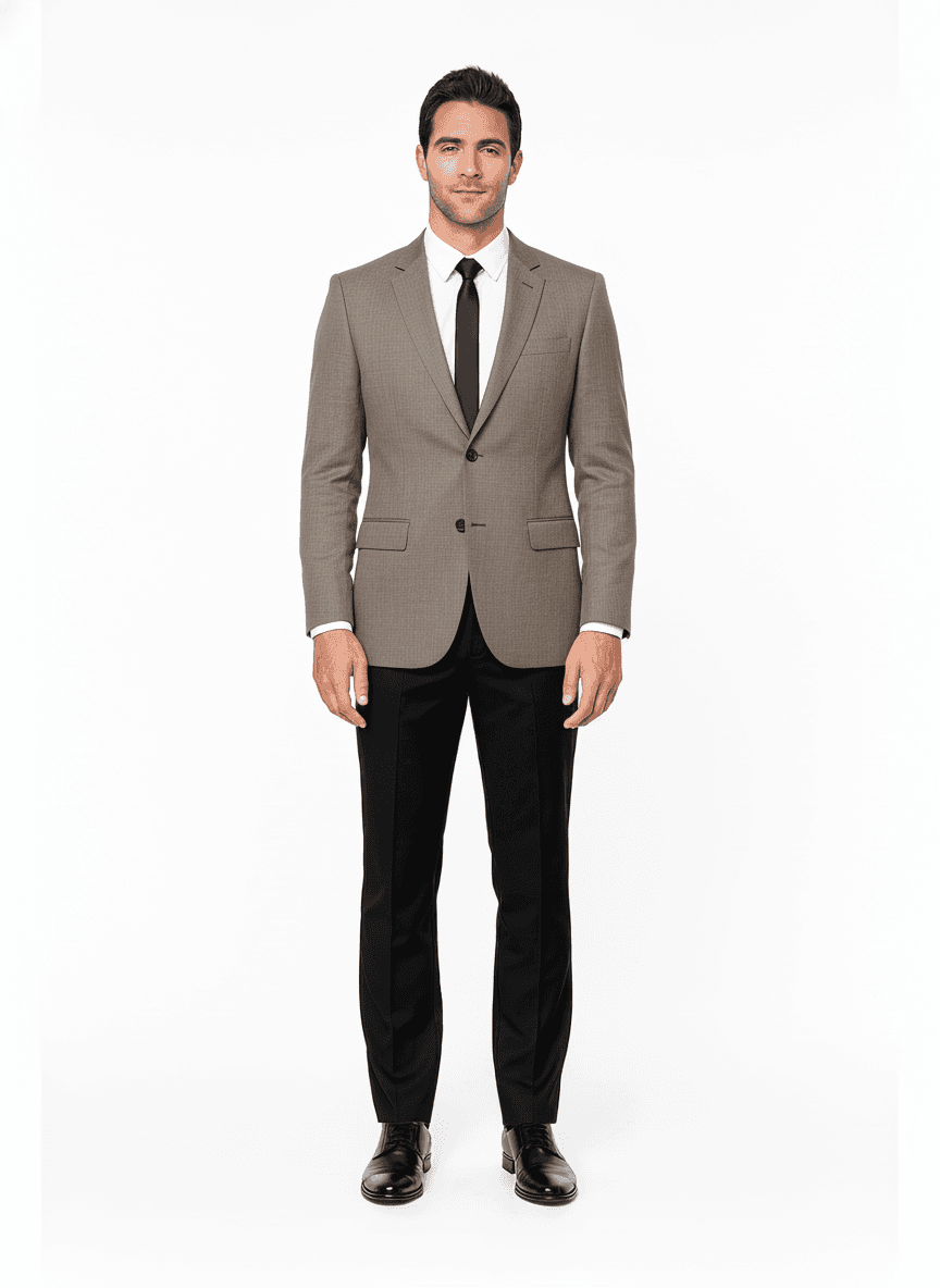 Linen Taupe Solid Casual Shirt Fabric on jacket β AI-rendered by Nathan Tailors, a Hoi An tailor