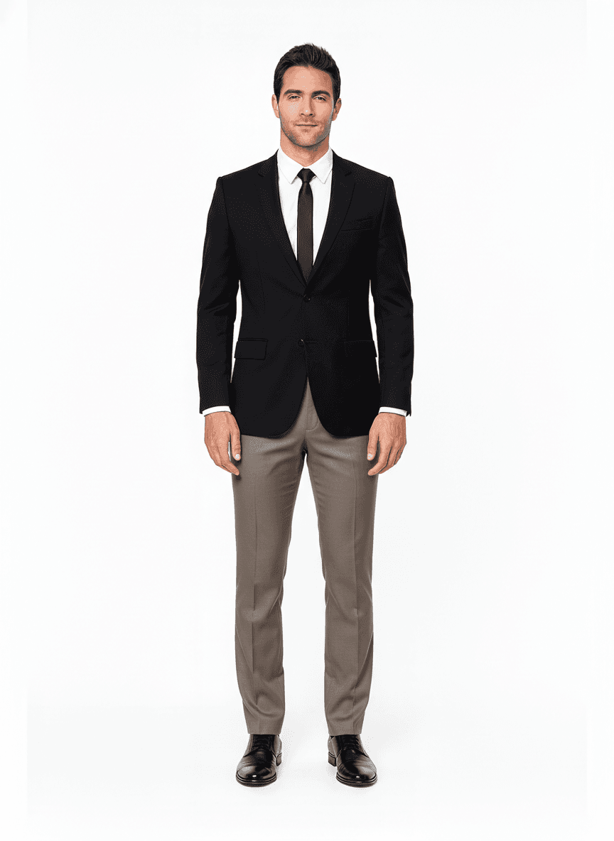 Linen Taupe Solid Casual Shirt Fabric on pants — AI-rendered by Nathan Tailors, a Hoi An tailor