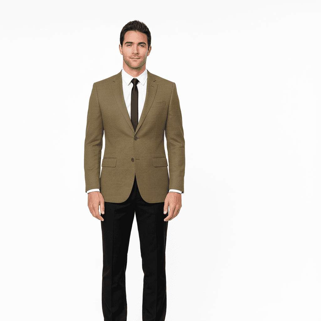 Linen Khaki Solid Casual Shirt Fabric on jacket — AI-rendered by Nathan Tailors, a Hoi An tailor