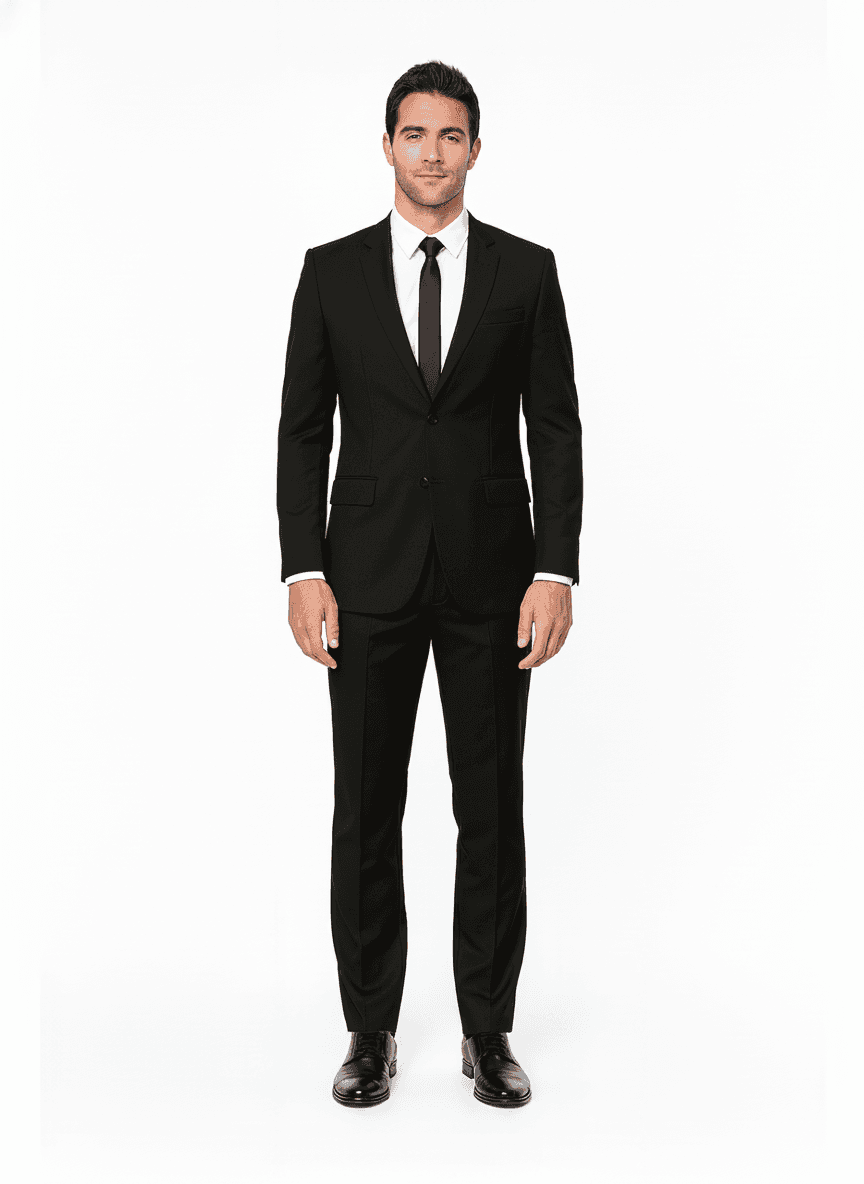 Cotton Charcoal Dark Grey Textured Business Suiting Fabric on full suit β AI-rendered by Nathan Tailors, a Hoi An tailor